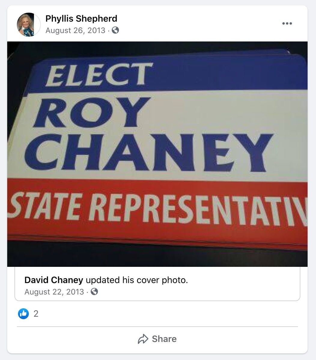 Shepherd support for Chaney's father's campaign